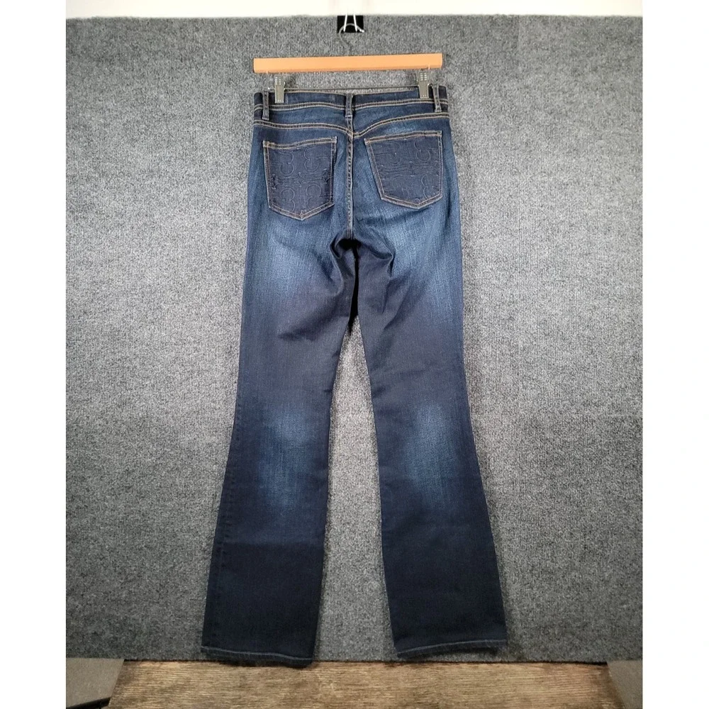 Tory Burch Jeans Womens 27 (Fits 28) Bootcut Denim Logo Back Pockets Dark Wash